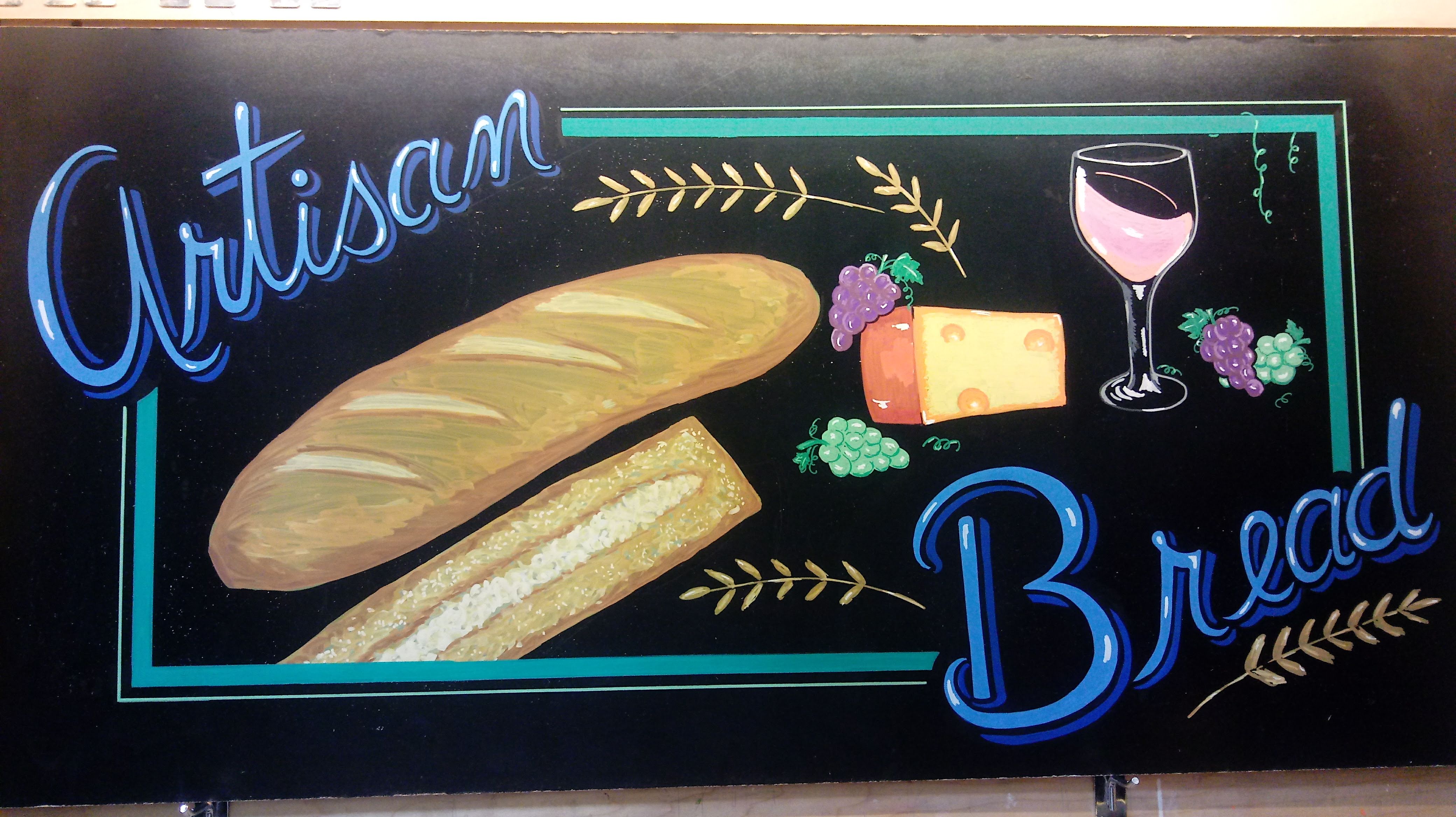 Artisan Bread — hand-painted commercial chalkboard sign