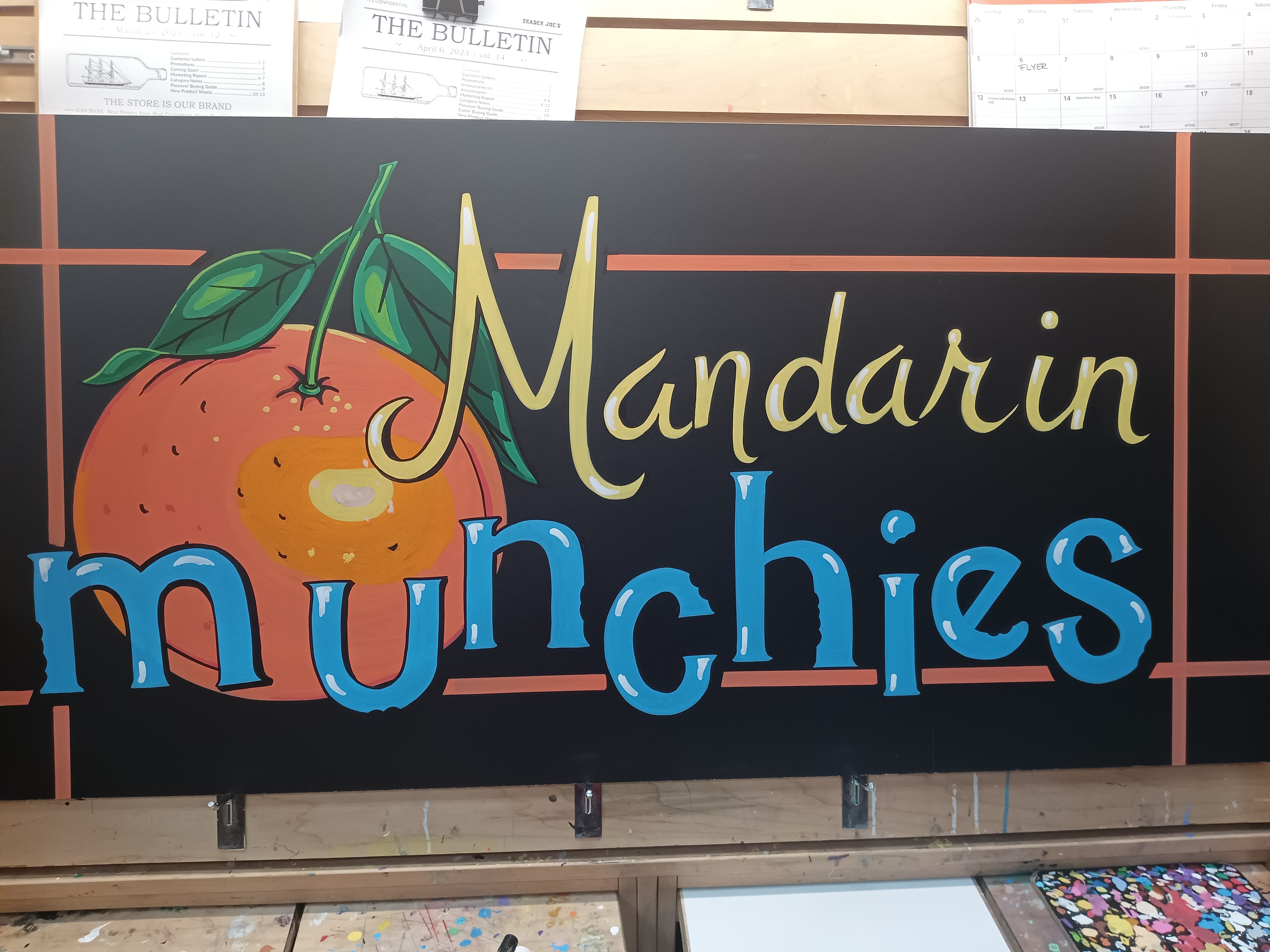 Mandarin Munchies — large hand-painted commercial sign